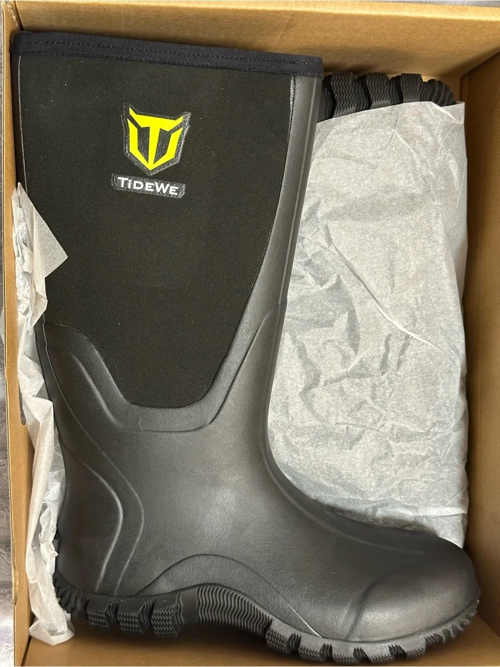 Tidewe Men's Black Waterproof Rain & Snow Boots